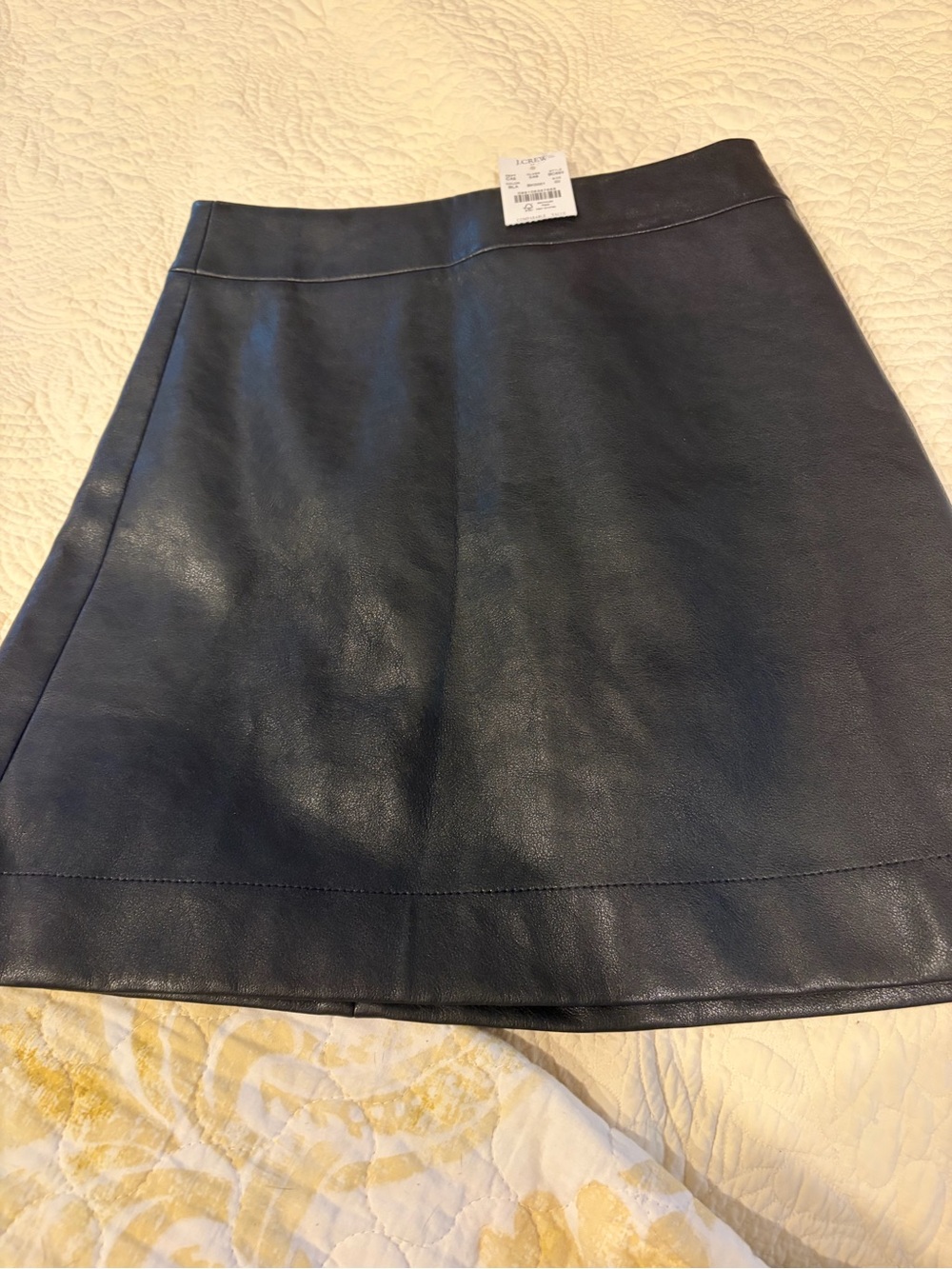J. Crew Dark Navy Leather A-Line Skirt